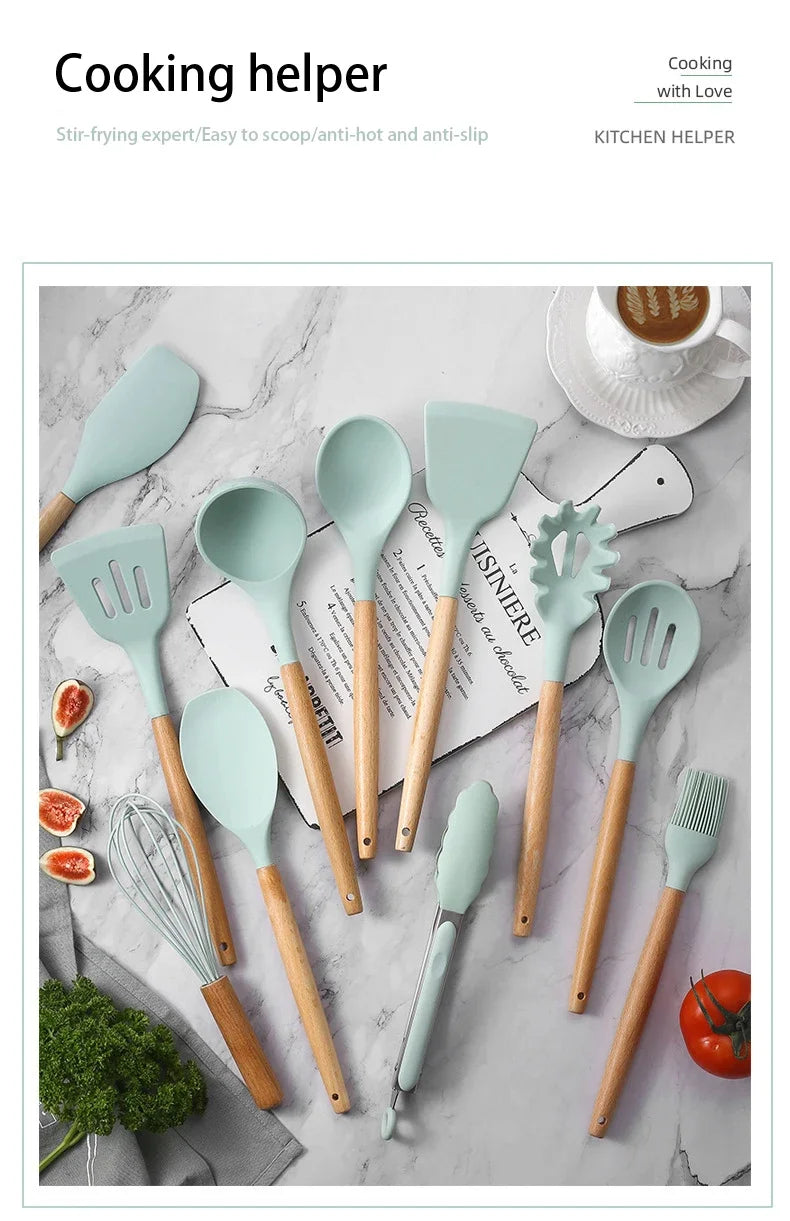 FlexWood Silicone Utensil Set