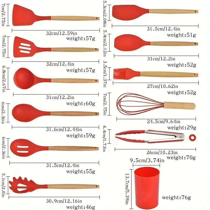 FlexWood Silicone Utensil Set