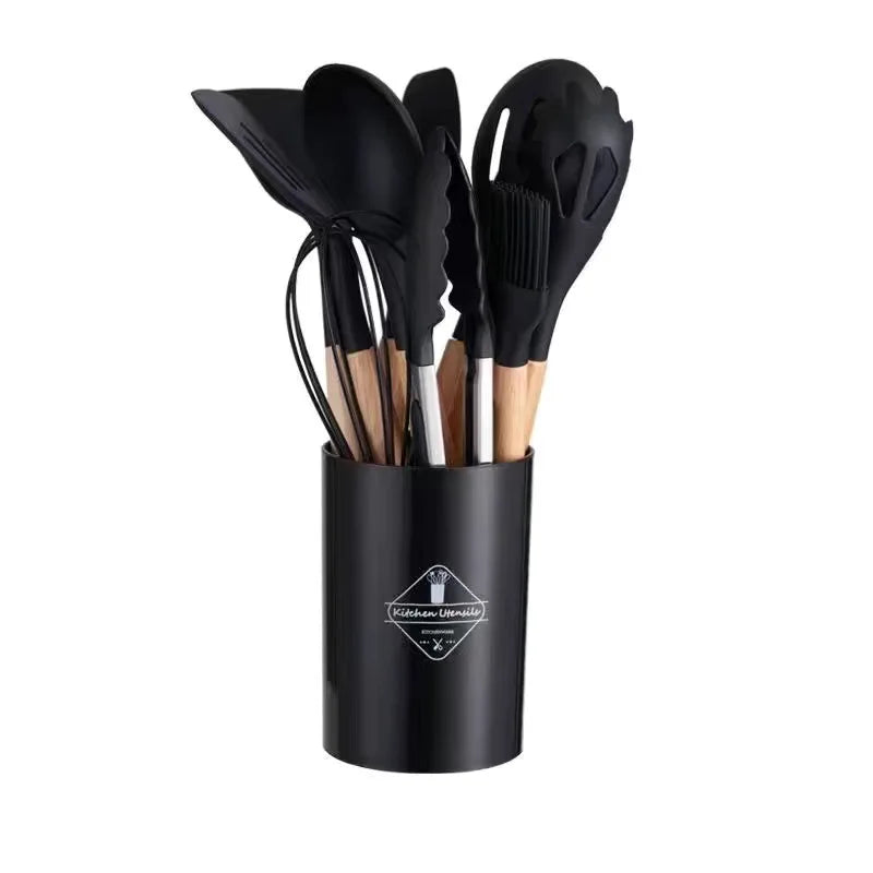 FlexWood Silicone Utensil Set