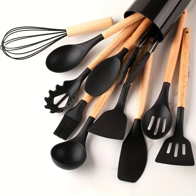 FlexWood Silicone Utensil Set