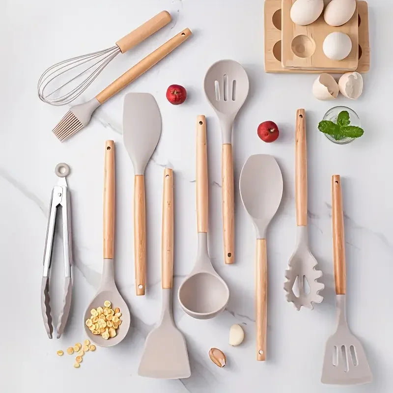 FlexWood Silicone Utensil Set