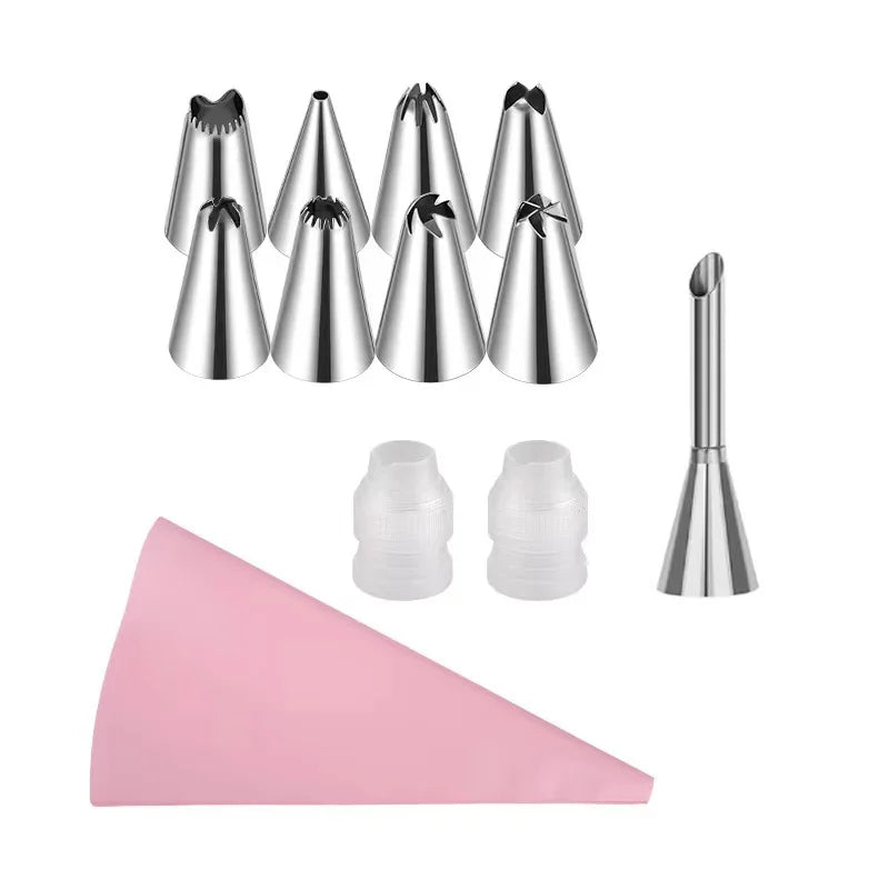 Silicone Cake Decorating Kit – Reusable Piping Bags & Stainless Steel Tips