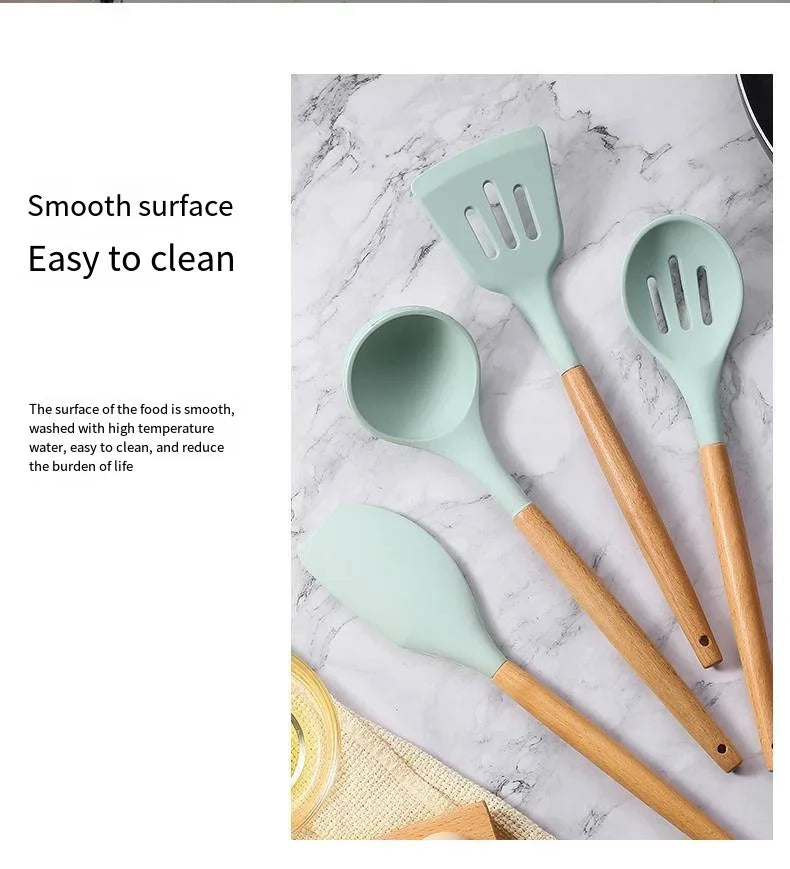 FlexWood Silicone Utensil Set