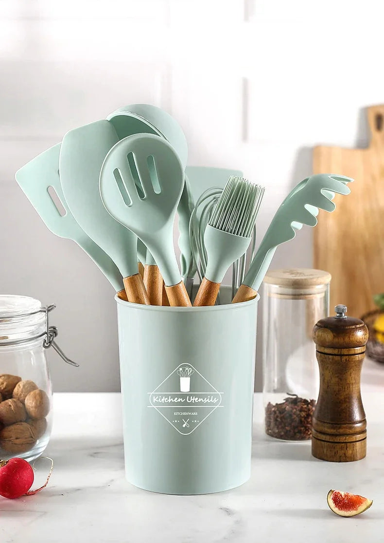 FlexWood Silicone Utensil Set