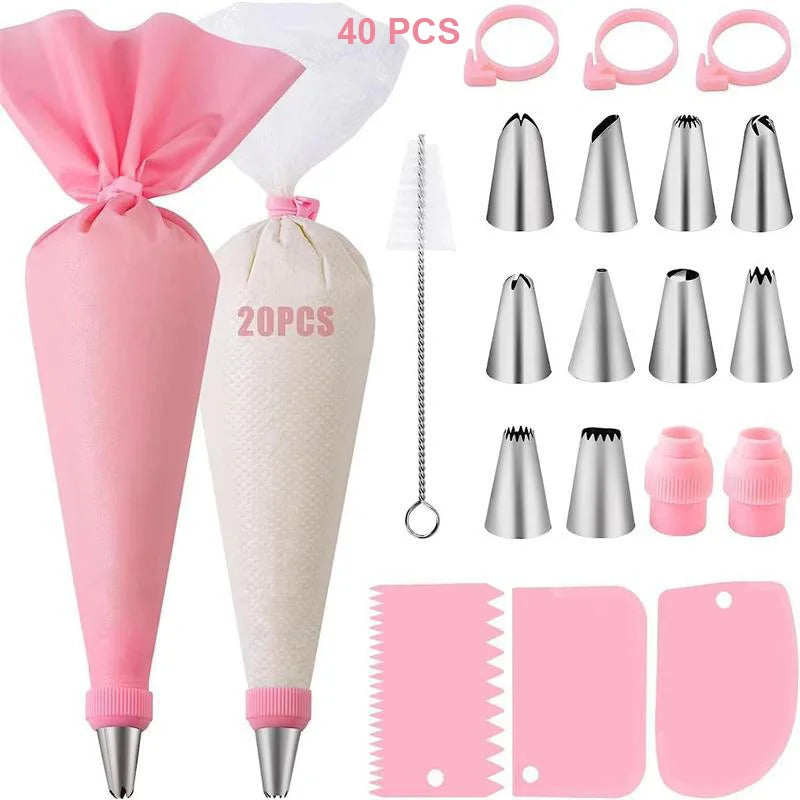 Silicone Cake Decorating Kit – Reusable Piping Bags & Stainless Steel Tips