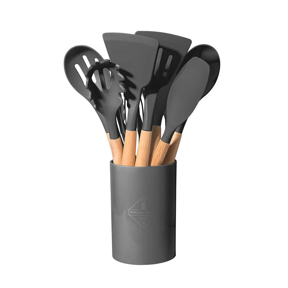 FlexWood Silicone Utensil Set