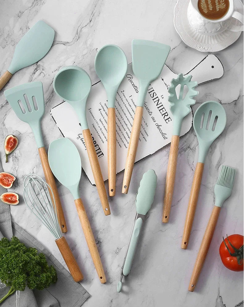 FlexWood Silicone Utensil Set