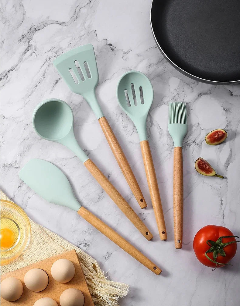 FlexWood Silicone Utensil Set