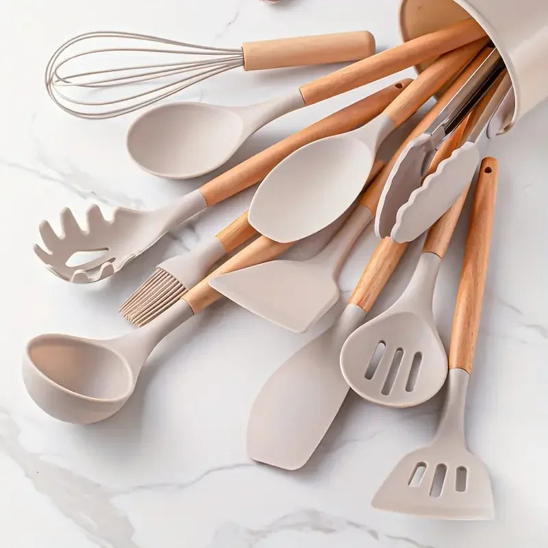 FlexWood Silicone Utensil Set