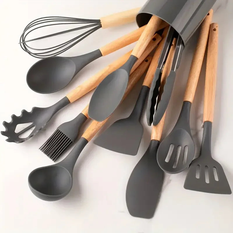 FlexWood Silicone Utensil Set